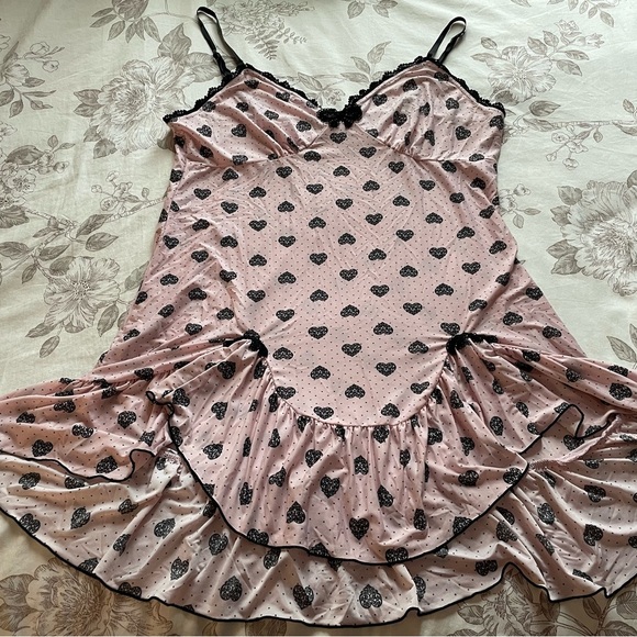 Y2K Coquette Pink Babydoll Ruffle Slip Dress Large Dollcore Angelcore Feminine - Picture 1 of 10